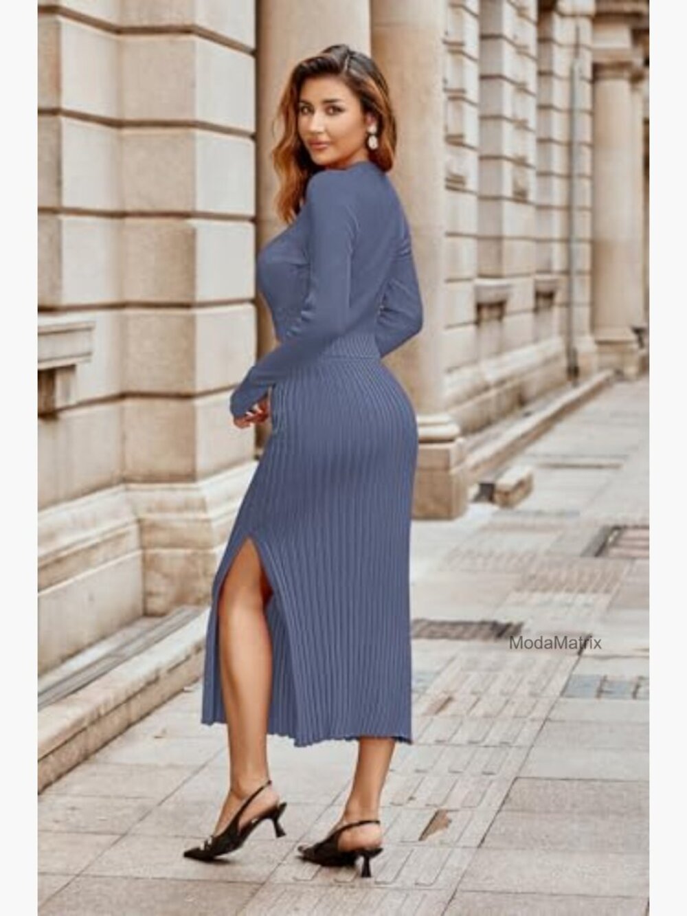 Ribbed Knit 2-Piece Set Crop Top Bodycon Maxi Skirt Medium - Picture 5 of 7